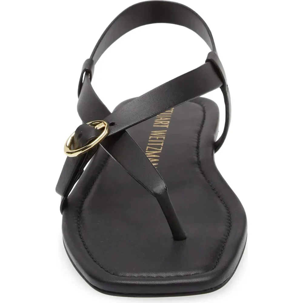 Stuart Weitzman Benni Slingback Flat Sandal – Black – Size 6.5 – New Without Box